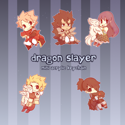 acnologias-ass:My first ever batch of acrylic keychains! They’re all about 5 cm tall (about 2 inches