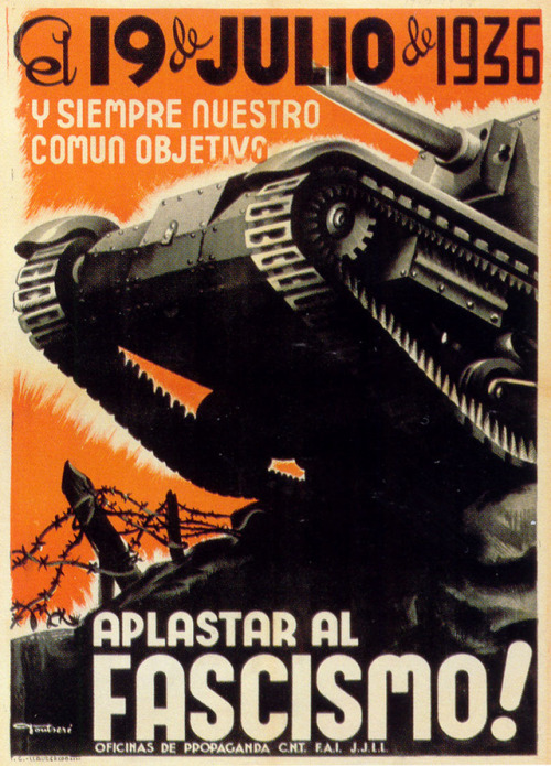 Our common goal: smash fascism! Anarchist propaganda. Spanish Civil War