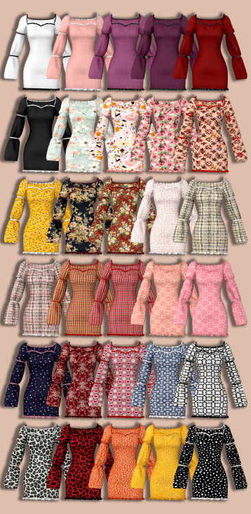 sudal-sims:[sudal] Heart dress 2▶ All lod▶ Specular Map▶ 30 Swatch♥ Thanks for all CC creator