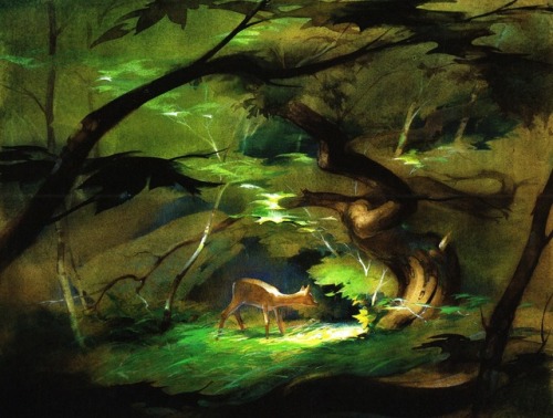 talesfromweirdland:‪Concept paintings for Disney’s BAMBI (1942), by Chinese/American artist, Tyrus W