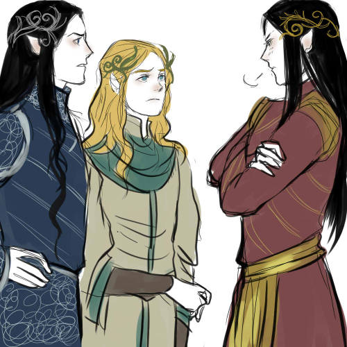 nevui-penim-miruvorrr:Grumpy Feanor >:c lolidk i  can imagine cutie finarfin saying : do you want