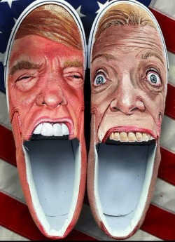 gogomrbrown:    Custom painted   shoes  “Insert foot into mouth”     They represent this election perfectly.  