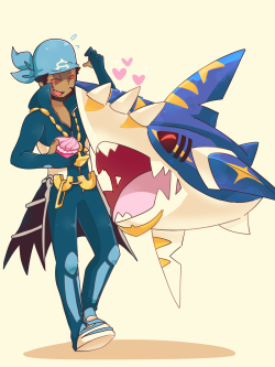 magmalotus:  ahhh sorry this is so very late I was very busy (⌒_⌒;) Archie and Mega sharpedo! No more rough skin means shark nose boops and lots of pokepuffs, right? Be careful of those spikes though!