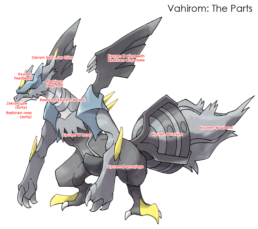 My take on the unovan original dragon (Kyurem+Reshiram+Zekrom Fusion) :  r/pokemon