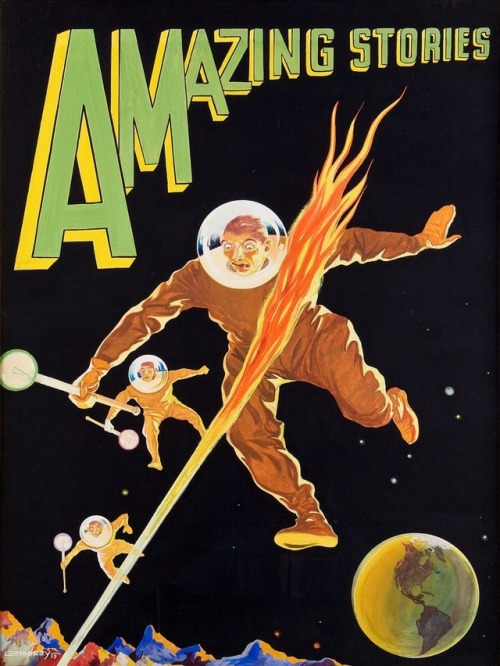 Explorers of Callisto. Leo Morey cover art for Amazing Stories (February 1930).