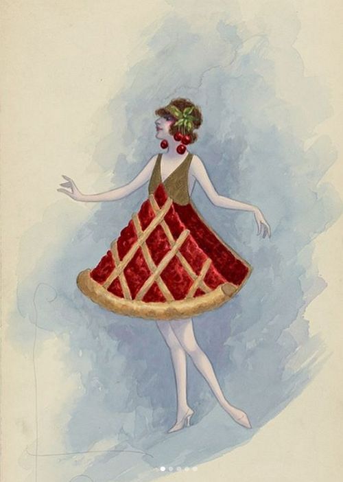 Costume design by Will R. Barnes, created 1923-24. That dress looks suspiciously like a fruit pie to