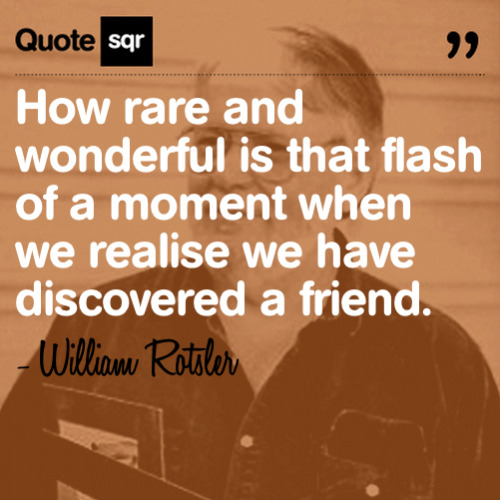 How rare and wonderful is that flash of a moment when we realise we have discovered a friend. - Will