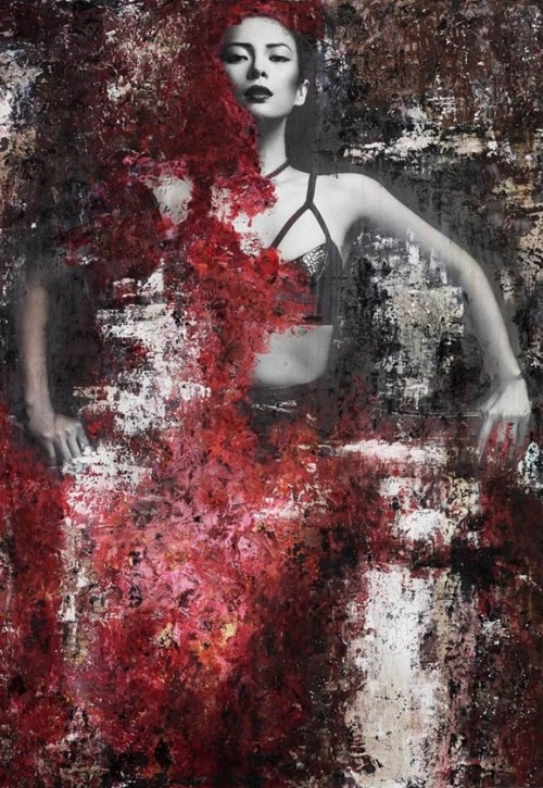 The red & the blackPhoto Illustration of Zhang Ziyi by Hunter & Gatti for Flaunt Magazine