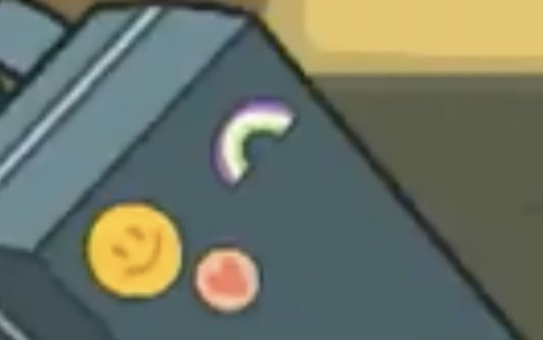 Someone On Discord Pointed Out That Bowie's Bag Has The Genderqueer Flag On It