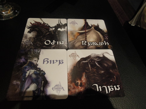 These are the coasters we got. Kyle managed to get given Odin and Ramuh while I got Shiva and Titan.