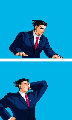 aceattorneysource:Phoenix Wright in 1x01: The First Turnabout / Hajimete no Gyakuten (  はじめての逆転)