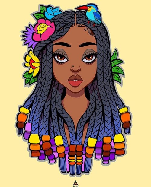 @kafful.shop “Braids + Flowers” by @el.carna Prints and merch available on our online shop.Shipping 