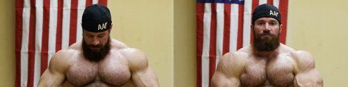 roughmuscle:  sannong:  Seth Feroce - He’s back! After disappearing from BBing for 3 years to fix his personal life and figure things out, he’s back! God he is hot, and the beard! Lumberjack on steroids. YES! On a serious, not muscle obsession note,