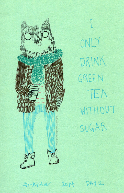 agnesinwonderland:&ldquo;Green Tea&rdquo;#inktober Day 2