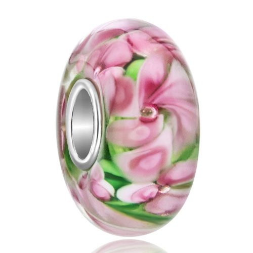 Pink flower Murano bead