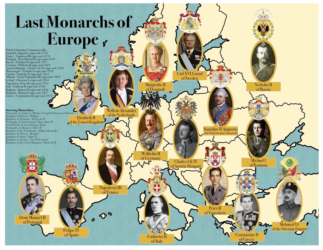 Last Monarchs of Europe - Maps on the Web