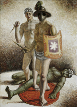 blastedheath:   Giorgio de Chirico (Italian, 1888-1978), Gladiatori, 1929. Oil on canvas, 70 x 50 cm.  