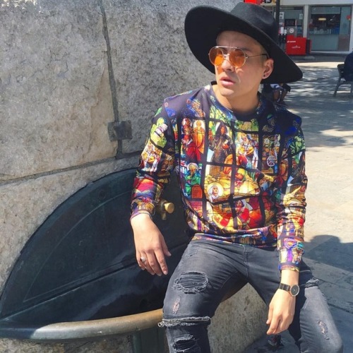 We’ve got Spanish fever! @gabrielvaldezok wears our Stained Glass Sweater so well, it does the