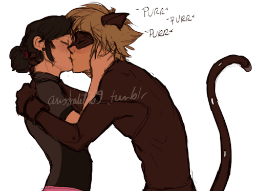 australet789:   cute kitty will exchange purrs for attention   i missed drawing marichat kisses 