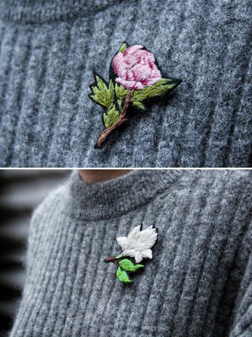 sosuperawesome:Embroidered Brooches by Katerina Oleinik on Etsy