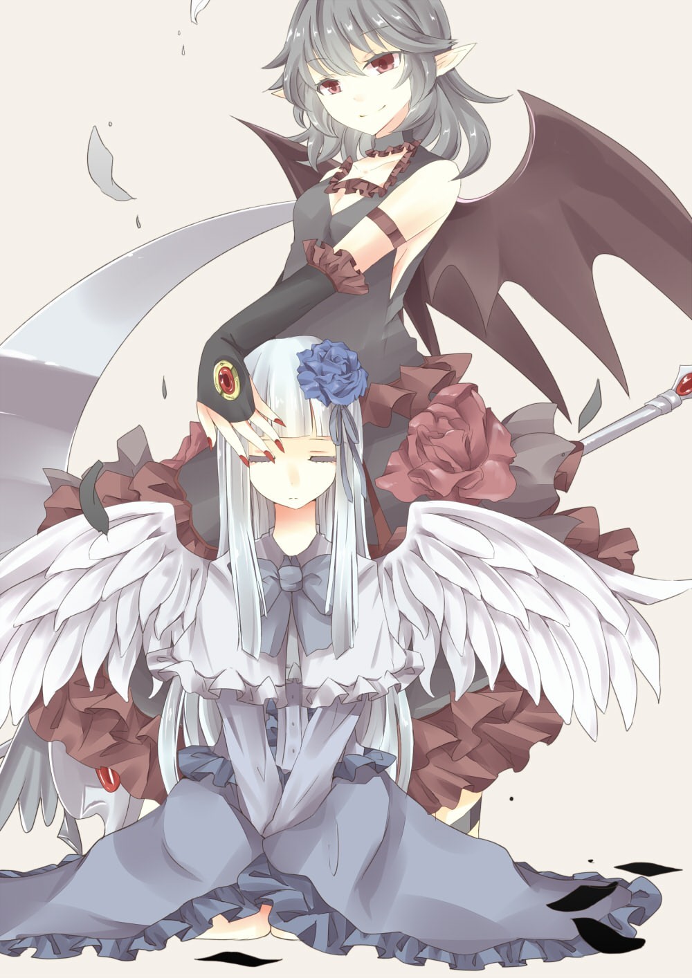 Anime angels with black wings