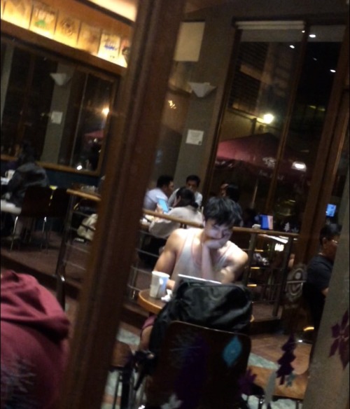 Hot chinito in coffee shop bro