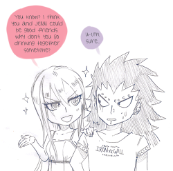 rboz:  Just a bunch of sketches about a personal headcanon of Jellal and Gajeel forced to meet and become good friends after a few failed attempts. It doesn’t make sense and somehow ends up with Jellal getting laid.