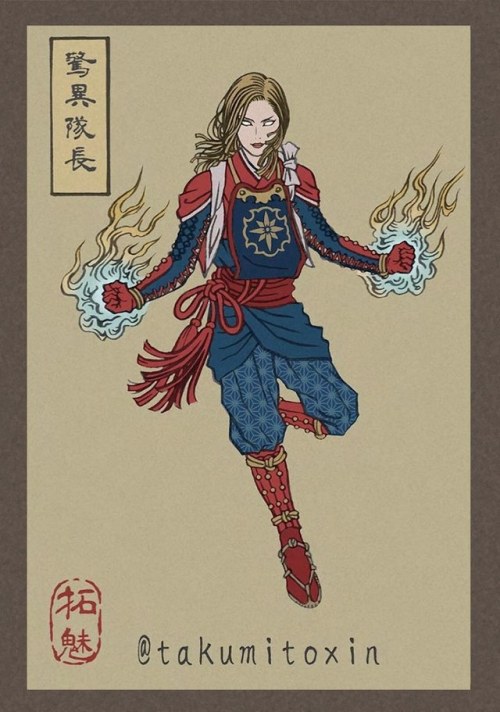 chujo-hime: escapekit:  Ukiyo-e Endgame  Japanese illustrator Takumi blends pop culture with the ancient Ukiyo-e art form in his latest series of superhero illustrations. To celebrate the recent Avengers: Endgame film release, the talented fantasy fan