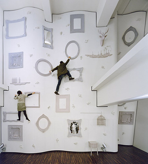 Super stylish rock climbing wall designed by Nendo for Illoiha fitness center located in Omotesando,