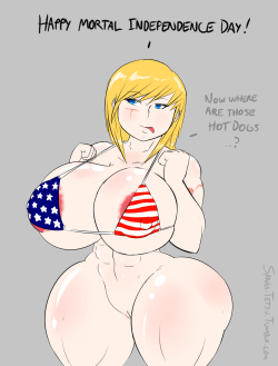 sanka-tetsu:  Sorry guys, Galena is new here and doesn’t quite know our holidays. vwvI’m thankful to celebrate my independence and excercise my freedom to draw huge tiddyblondes and put them on tumblr. I hope everyone is having an awesome 4th of July
