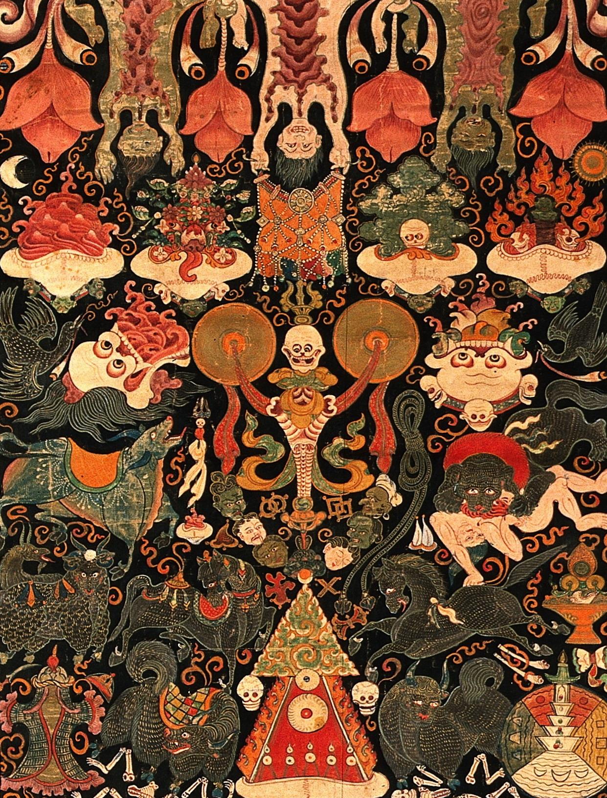 magictransistor:  Tantric Banners. Yama Dharmaraja, Las-Mkhan Putra Min Srin, Vajrabhairava,