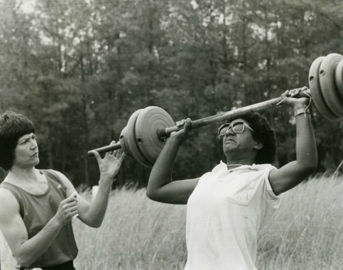 “Dyke Olympics,” North Carolina (1983): A one-day all-lesbian womyn’s land event. Photos by Elaine M