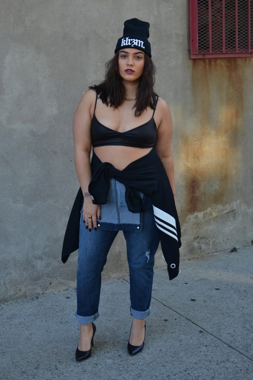 celebrate-women:  nadiaaboulhosn:  Nadia Aboulhosn | www.nadiaaboulhosn.com KlaerizmNYC beanie Addition Elle Overalls  Perfection  She looks ……out of place!