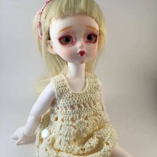OOAK YoSD size dress available in my etsy shop PeonyCrochet. I love this little girl #sweetndoll #Yo