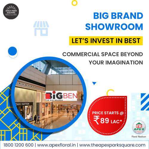 BiGBEN – The Big Brand Showroom Space Price Starts @ Rs. 89
Lac*. Commercial Space Beyond Your Imagination at Apex Park Square in Greater
Noida West. Let’s Invest in Best! Call Us – 1800-1200-600 or Visit Us at https://theapexparksquare.com/ #ApexParkSquare#CommercialProperty#RetailSpaces#Offer#PropertyInvestment#RetailShops#BiGBEN#CommercialSpaces#Discount#BigBrandShowroom