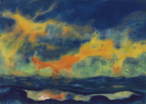 lawrenceleemagnuson:  Emil Nolde (1867-1956)Herbsthimmel am Meer (c. 1940)watercolor on Japan paper 36.2 x 50.5 cm