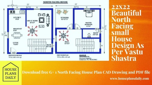 22×22 Beautiful North Facing small House Design As Per Vastu Shastra is available in this Article. T