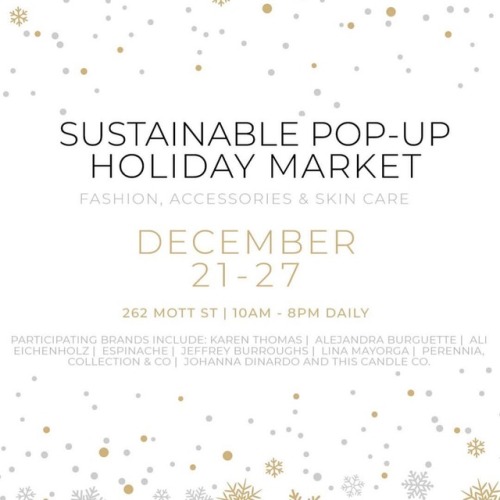 •NYC Sustainable Holiday Pop-up Shop•. Come shop an exclusive collection of @lina.mayorga designs at