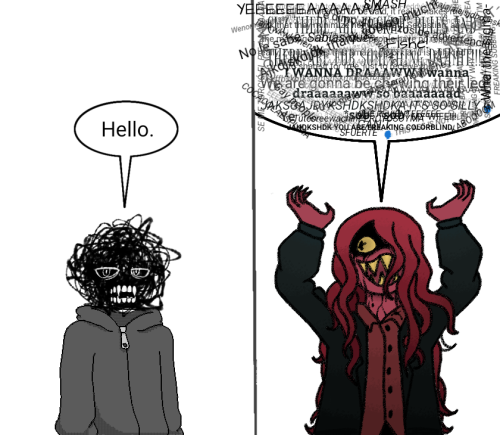 Left: Me. Right: @xho-the-scribble
