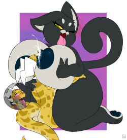 kirbot12: Squiggles and comm © KnightSquiggles Rex the Cat © magpiehyena  I want this sort of happiness~ &lt;3