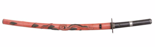 Japanese katana with red lacquered scabbardfrom Bonhams