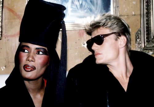 mabellonghetti:Grace Jone and Dolph Lundgren photographed by Ann Clifford, 1985