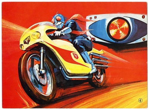 himitsusentaiblog:Some early 1970s Kamen Rider illustrations by Takayoshi Mizuki.