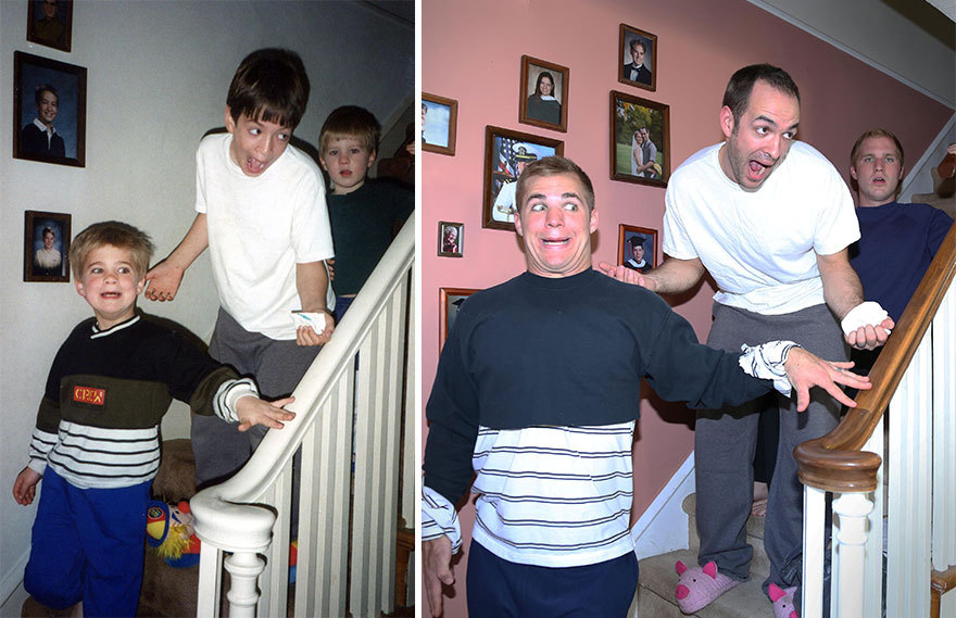 boredpanda:  Three Brothers Recreate Their Weirdest Childhood Photos As A Gift For