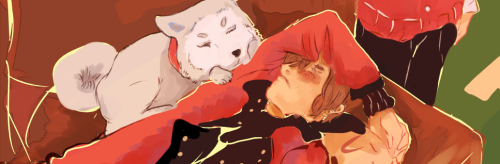 Happy birthday, Shinjiro.Things have been chaotic, but I’ve been napping with my dogs, at least.