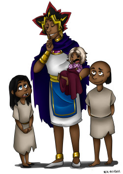 neal-illustrator:  Atem caring for the Ishtar kids. Done for adorablemonichan comment, request, enjoy