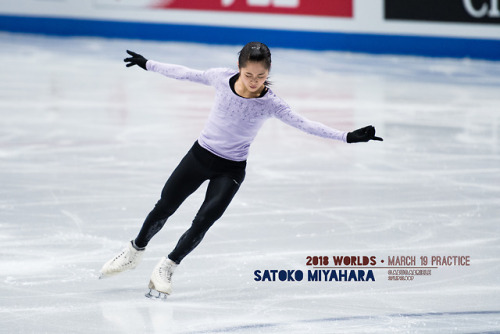 Satoko Miyahara in practice on Monday, first day of 2018 World Figure Skating Championships in Milan