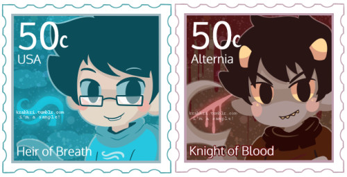 god tier homestuck stamp stickers! these are the first two stamps I’ve made for this set 