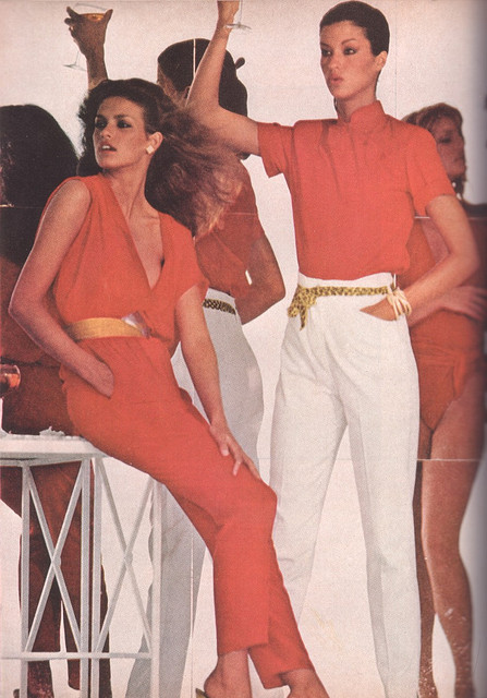 Year: 1979Model(s): Gia Carangi, Janice Dickinson.Photographer: Mike ReinhardtDesigner(s): * (Hair &