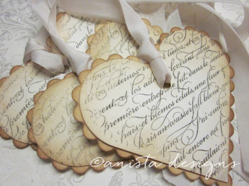 Our vintage French script tags for some subtle romance.